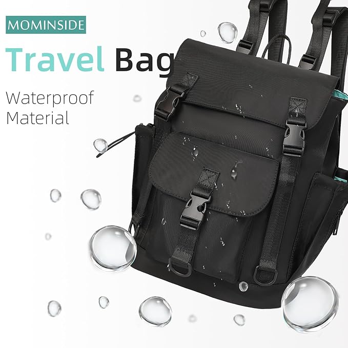 MOMINSIDE Diaper Bag Backpack with Large Wet Pocket, Small Diaper Bag Mini Baby Bag for Girls Boys, 2 Insulated Pockets, Stroller Straps (Black)