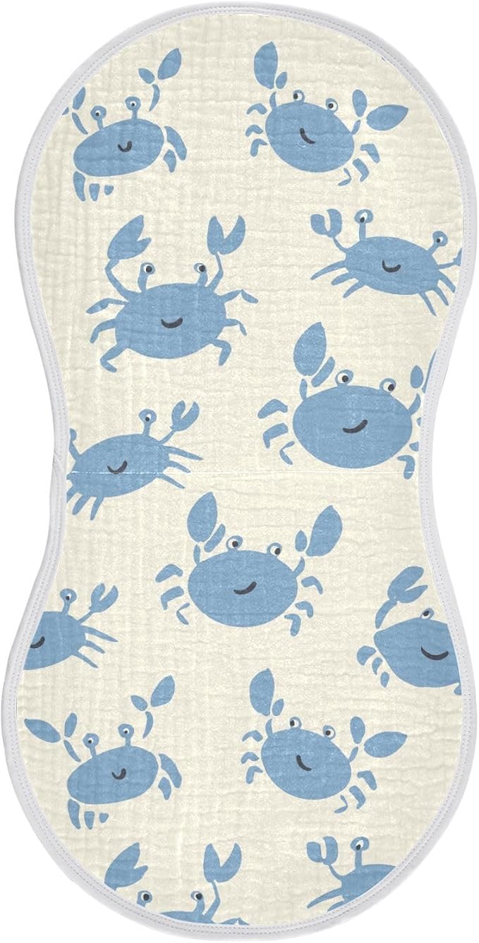 vvfelixl Muslin Burp Cloths Happy Crabs Baby Washcloths for Baby Girl Boys 2 Pack