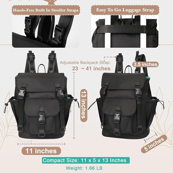 MOMINSIDE Small Diaper Bag Backpack, Diaper Bag Organizing Pouches, Mini Diaper Bag Mini Diaper Bag Purse, Travel Baby Diaper Bag for Girls, Stroller Straps, Baby Registry