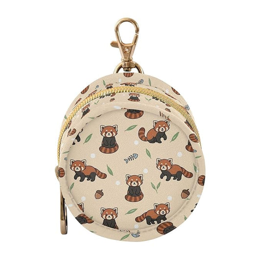 Cute Red Pandas Beige Print Pacifier Holder Case for Diaper Bag Portable Travel Pacifier Storage Case with Clip Pacifier Storage Container for Outdoor Purse Baby Girls Boys