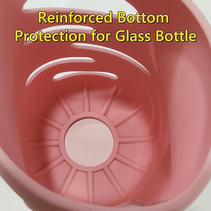 3 Pack Silicone Sleeves Compatible with Dr Brown Wide-Neck Glass Baby Bottles 5 OZ, Anti Breakage Silicone Handles Compatible with Dr. Brown's Glass Bottles for Babies (Pink, 5 OZ)