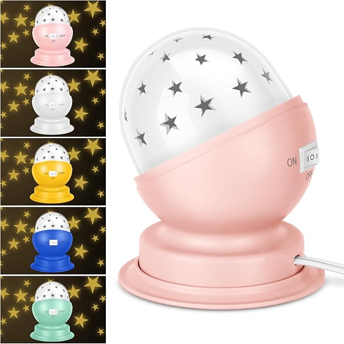 Star Night Light for Kids, 360° Rotating Starry Ceiling Projector for Kid?™s Bedroom with Timer, 3000K,Pink,1 Pack