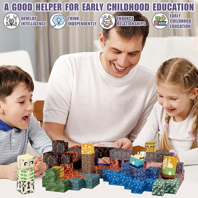 AIDYVOI 213pcs Magnetic Blocks, Magnetic Building Toys Set Sword for Boys Girls 3+,1 Inch Educational STEM Sensory Construction Toys Christmas Birthday Present