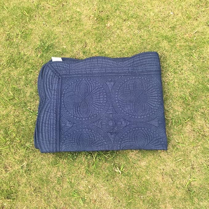Personalized Passion Baby Blankets for Girls and Boys - Monogrammed Blanket with Embroidered Name - Super Soft and Cozy Cotton Baby Quilt with Scalloped Edges - 36x46 Inches - Navy