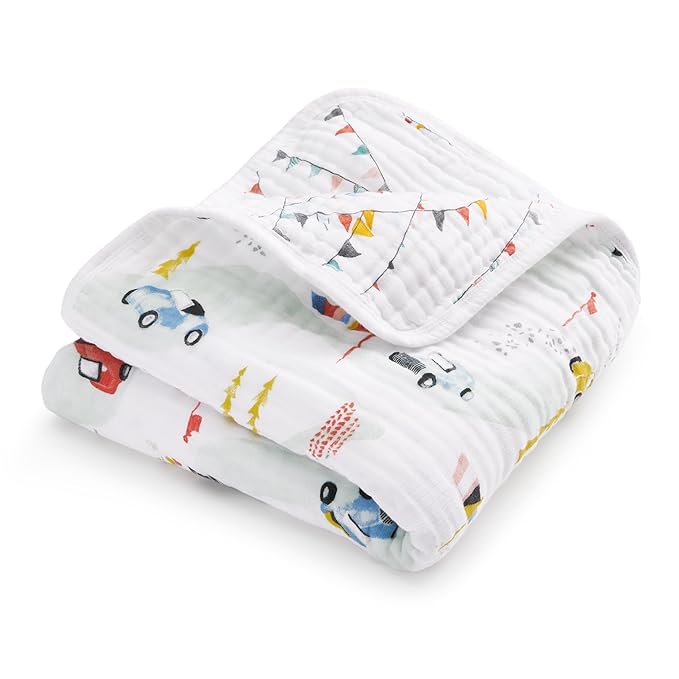 aden + anais Essentials Cotton Muslin Dream Blanket, Perfect for Babies, Infants and Toddlers, Crib Blanket, Nursery Essential, Vintage Car Rally
