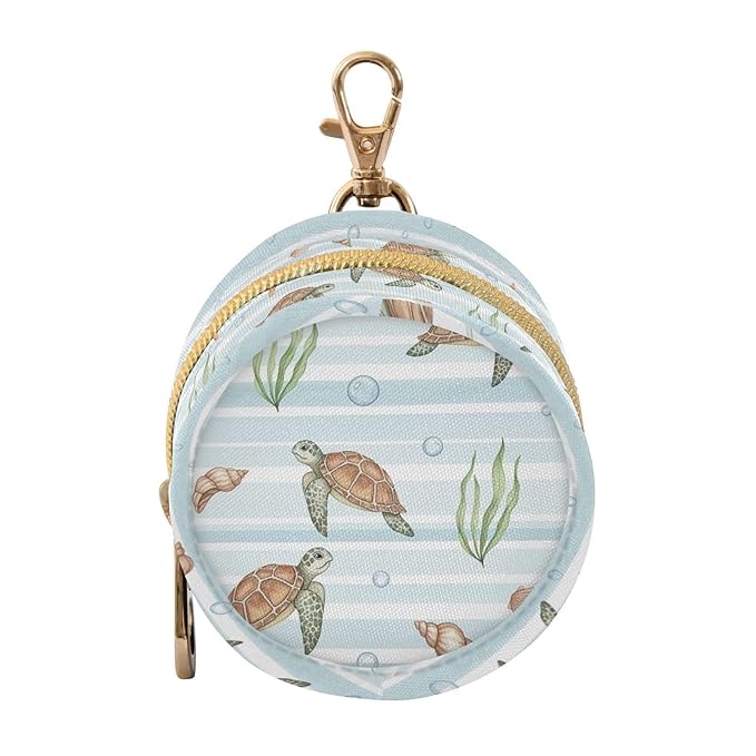 Turtles Seashells Stripe Pattern Pacifier Holder Case for Diaper Bag Portable Travel Pacifier Storage Case with Clip Newborn Baby Pouch for Baby Girls Boys Purse Outdoor