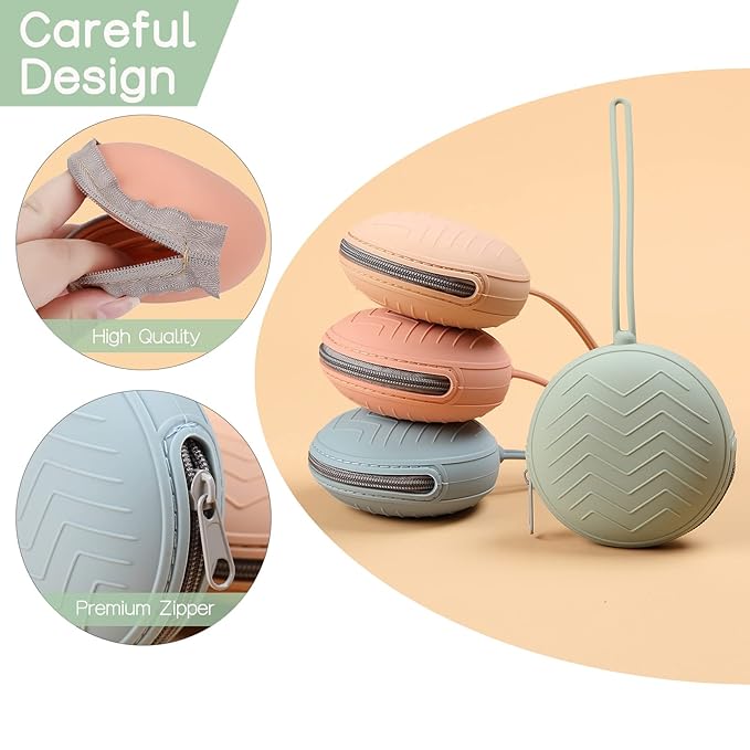 2 Pack Silicone Pacifier Holder Case, BPA-Free Silicone Newborn Pacifier Holder for Baby Boys & Girls, Travel Pacifier Storage Case for Diaper & Strollers (Muted/Lilac)