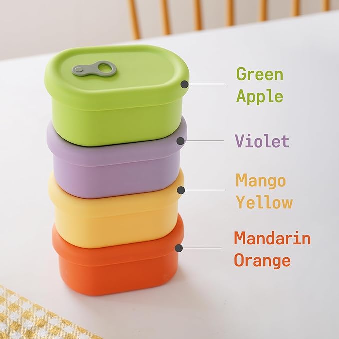 Premium Korean-Made Silicone Airtight Food Container with Steam Vent ??BPA Free, Leakproof, Microwave & Freezer Safe Meal Prep. & Leftovers Storage (Mandarin Orange, 7 floz)