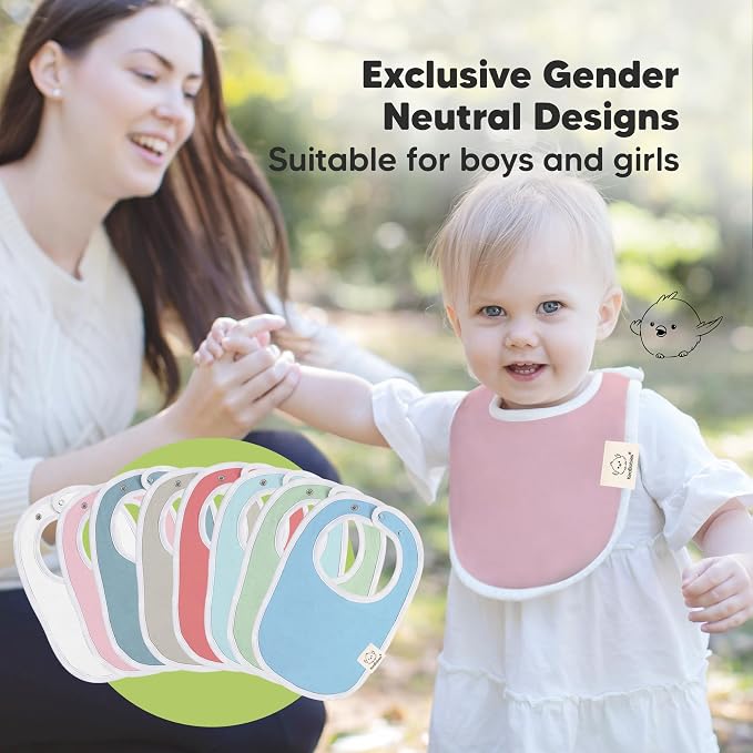 8-Pack Organic Baby Bibs for Boys, Girls - Soft Cotton Drooling and Teething Bibs for Baby Girl & Boy, Extra Absorbent, Easy to Clean & Put On for Toddler, Newborn, Infant 0-24 Months (Spring)