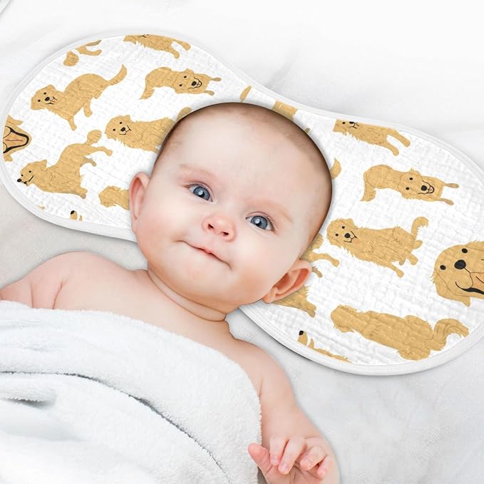 Golden Retriever Dog Muslin Burp Cloths for Baby 1 Pack Soft 100% Cotton Baby Washcloths Bibs for Boy Girl
