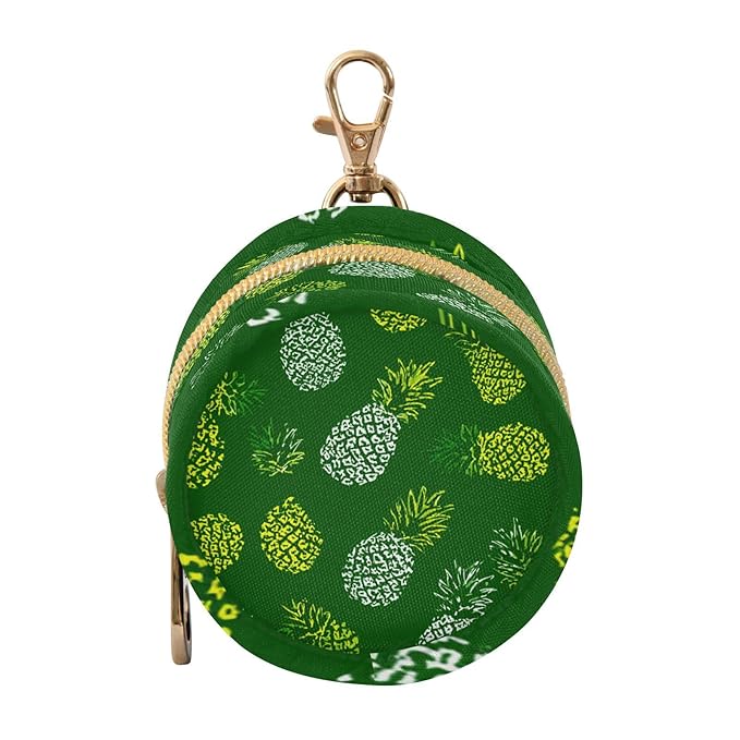 Pacifier Holder with Clip Pacifier Case for Diaper Bag Round Baby Pacifier Pouch Box Bag Portable Green Pineapple