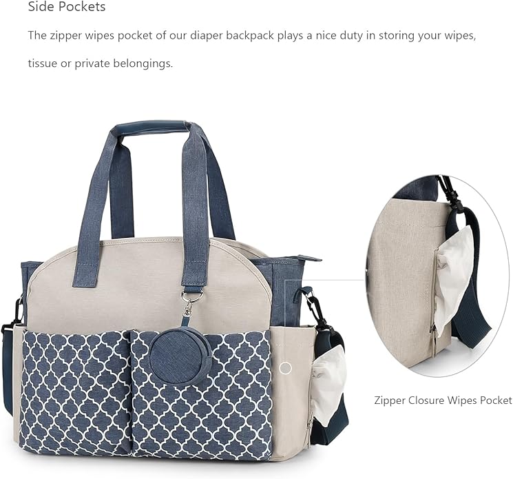 Lmbabter Diaper Bag Tote with Changing Station Upgrade Multi-Function Baby Bag with Adjustable Shoulder Strap
