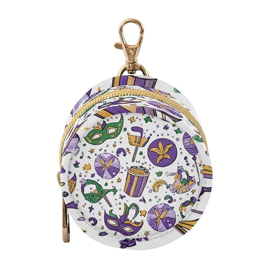 Pacifier Holder with Clip Pacifier Case for Diaper Bag Round Baby Pacifier Pouch Box Bag Portable Cute Mardi Gras Star Mask