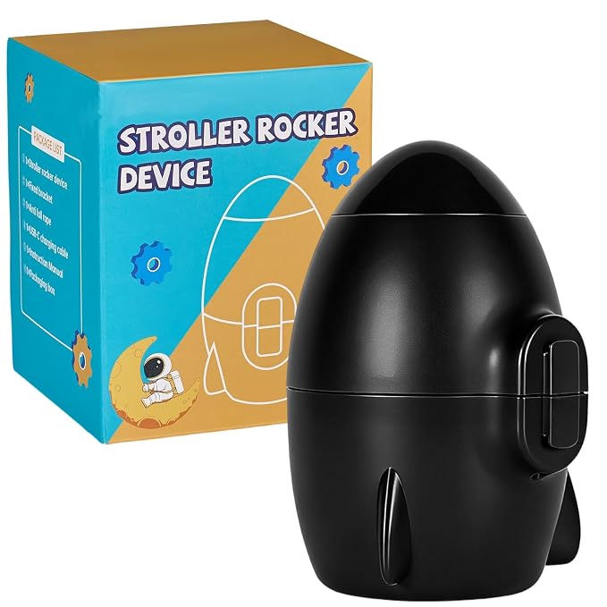 Portable Stroller Rocker Sleep Aid, Fits All Strollers and Prams,Gently Rocks Any Stroller or Pram, Rechargeable Bouncer with Adjustable Speed Black