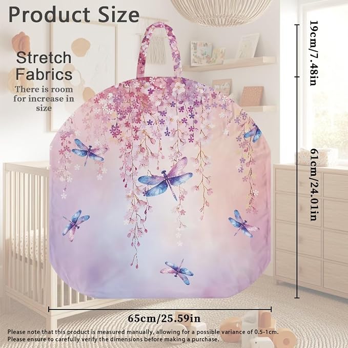Dragonfly Flower Pillow Cover Breastfeeding Pillow Slipcover for Baby Boys & Girls Nursing Pillow Case for Newborn Soft Fabric Fits Snug On Infant Washable & Breathable