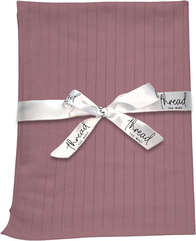 The Ribbed Blanket - 100% Organic Cotton Baby Blanket, American Made, 30x40in - Bassinet, Crib, Stroller - Gift Registry Baby Shower for Newborns and Kids (Mauve)