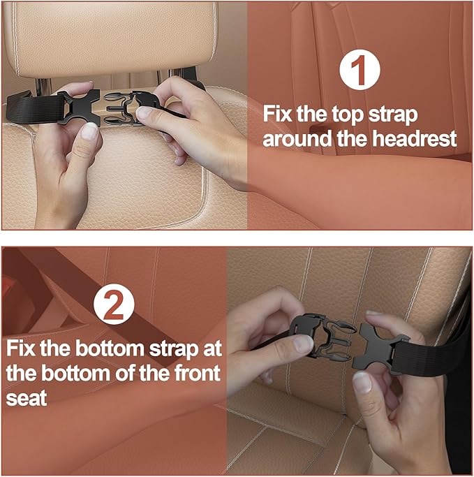 Backseat Car Organizer with Touch Screen,Kick Mats Back Seat Protector with 10 Storage Pockets,Car Seat Back Organizers Storage for Snacks Drinks Toy Umbrellas for Kids Road Trip