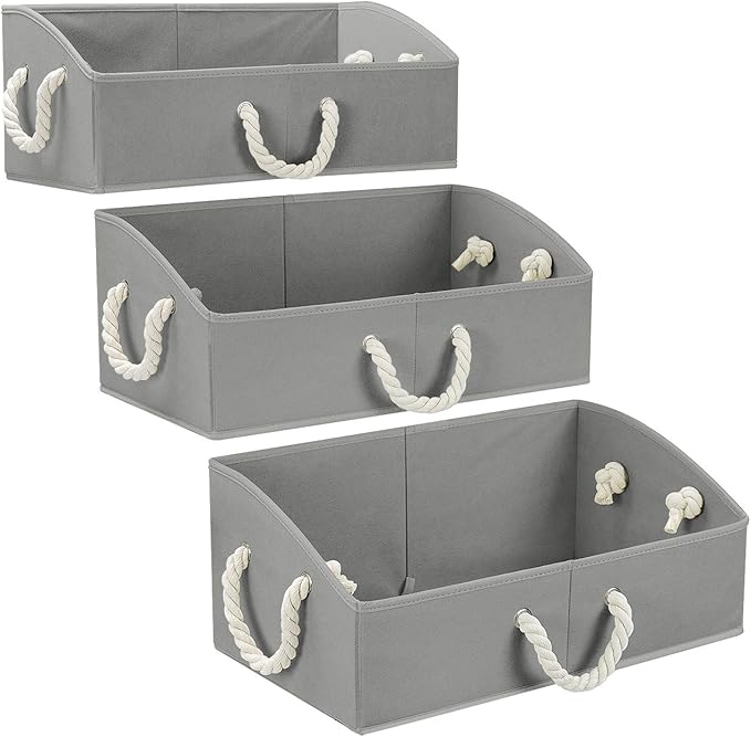 Sorbus Storage Bins [3-Pack] Fabric Storage Baskets, Foldable Closet Organizer Trapezoid Storage Box (Grey)