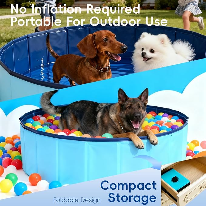 Dog Ball Pit with 75 Balls Included,Cat Ball Pit & Dog Pool 2-in-1 for Puppies Small Dogs Cats, Portable Pet Playpen Pool Indoor Outdoor(S+75 Balls)