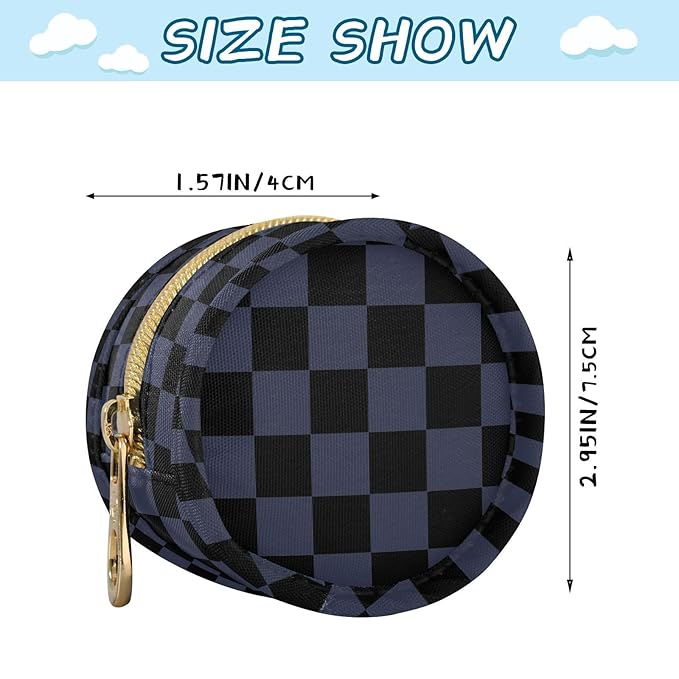 Navy Blue Checkerboard Plaid Pacifier Holder Case Newborn Pacifier Storage Pouch for Boys Girls Easy Attach to Diaper Bag Portable Baby Essentials Container