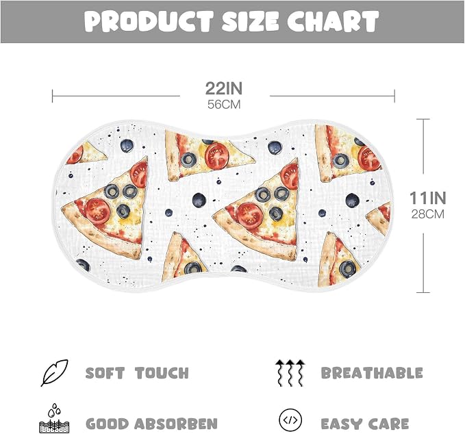 vvfelixl Muslin Burp Cloths Margherita Pizza Baby Washcloths for Baby Girl Boys 2 Pack