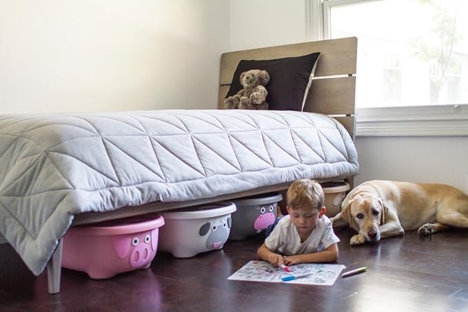 Prince Lionheart TUBIMAL Infant and Toddler Bath Tub - DOG | Tub Becomes a Storage Bin | Include a Stackable Lid and Infant Mesh Hammock | Innovative Outside Drain Plug | Perfect Bin for Toy Storage
