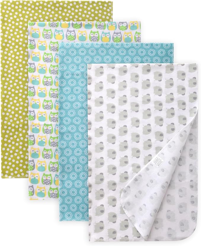 Gina Era Cotton Flannel Receiving Blankets Baby 4 Pcs, Baby Swaddle Blankets, Baby Flannel Blanket 30 X 40 Inch for Boy Girl (STYLE-19)