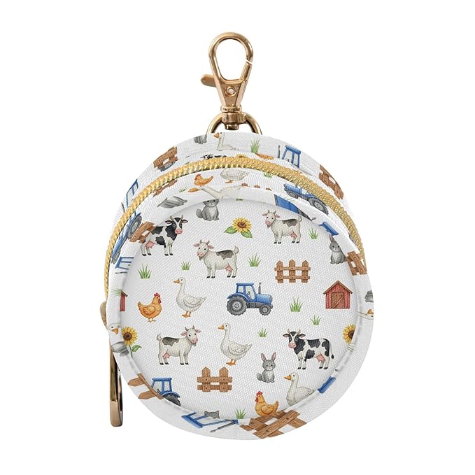 Farm Animals Tractors Baby Pacifier Holder Case with Clip Portable Pacifier Storage Organizer Round Container Pouch Box Fits Diaper Bag Stroller Purse