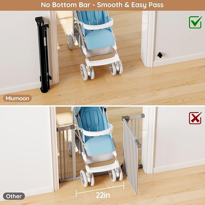 Miumoon One-Hand Operation Retractable Baby Gates, 200 inch Retractable Gate with Reinforced Strip Design to Prevent Crawling Through, 16 FT Outdoor Retractable Gates Extra Wide for Garage