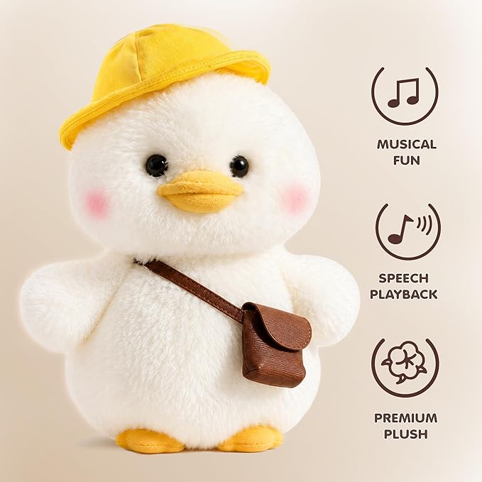 iPlay, iLearn Baby Duck Talking Toy, Toddler Interactive Plush Stuffed Animal, Infant Musical Singing & Repeating Head Sway Little Duck Toy, Cute Birthday Gift 12-18 Month 1 2 3 Year Old Kid Girl Boy