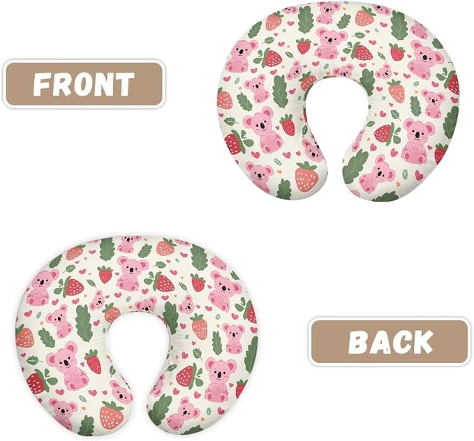 Strawberry Koala Nursing Pillow Cover for Newborn Feeding Pillow Cover U-Shaped Breastfeeding Pillow Case Hidden Zipper Design Soft and Skin-Friendly Xmas Decor