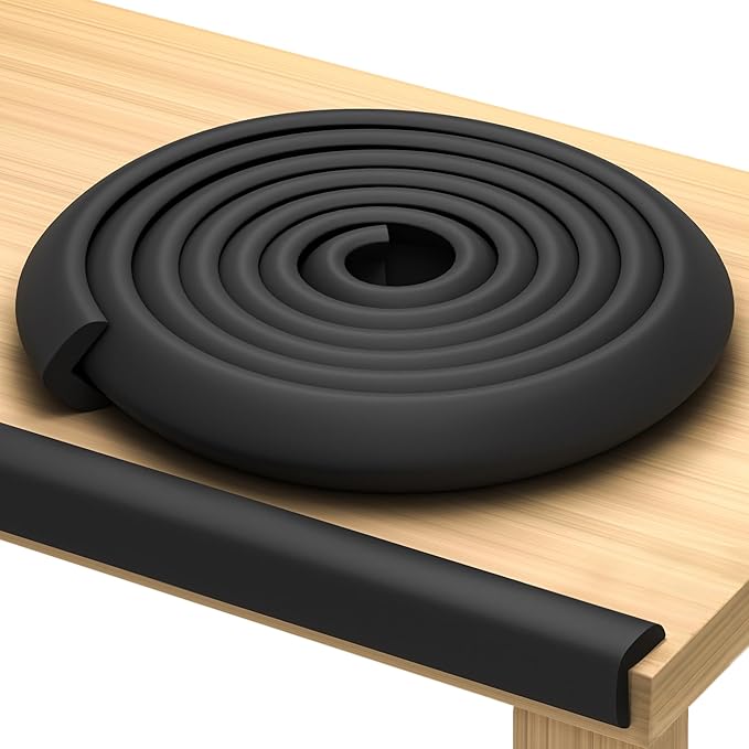 Furniture Edge Guards | 16ft Protective Protective Foam Cushion | Baby Child Proofing Set NonToxic and Safe for Table, Fireplace, Countertop | Black