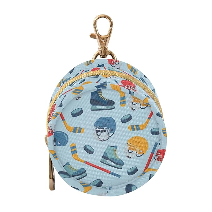 Hockey Skates Blue Print Pacifier Holder Case for Diaper Bag Portable Travel Pacifier Storage Case with Clip Newborn Baby Pouch for Outdoor Purse Baby Boys Girls