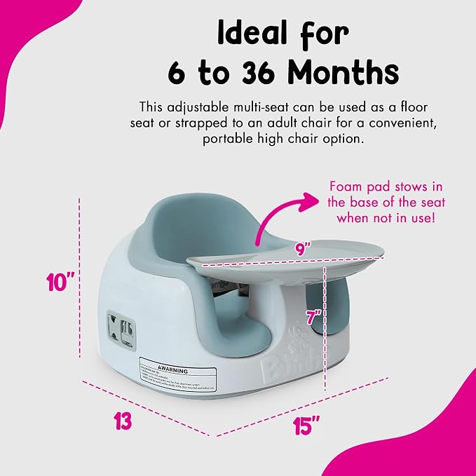 Bumbo 2 Pack 3-in-1 Multi-Seat for 6 to 36 Months, Travel Baby and Infant Feeding & Play Floor Seat, Portable Booster with Tray, White/Desert Mirage