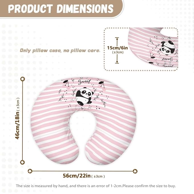 Panda Strip Nursing Pillow Cover for Breastfeeding Pillow, Ultra Soft and Cozy Nursing Pillow Slipcovers Good Choice for Mom or Baby