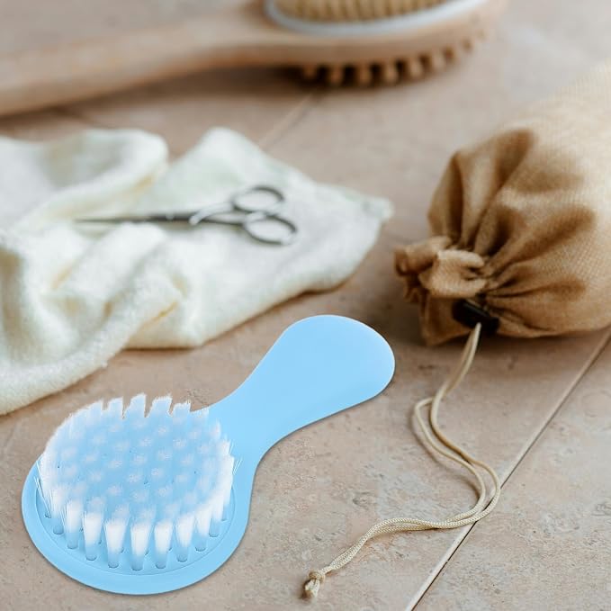 HEMOTON Hair Brush and Comb Grooming Set for Infants Soft Bristle Cradle Cap Brush with Blue Handle Gentle Bath and Comb Kit for Boys
