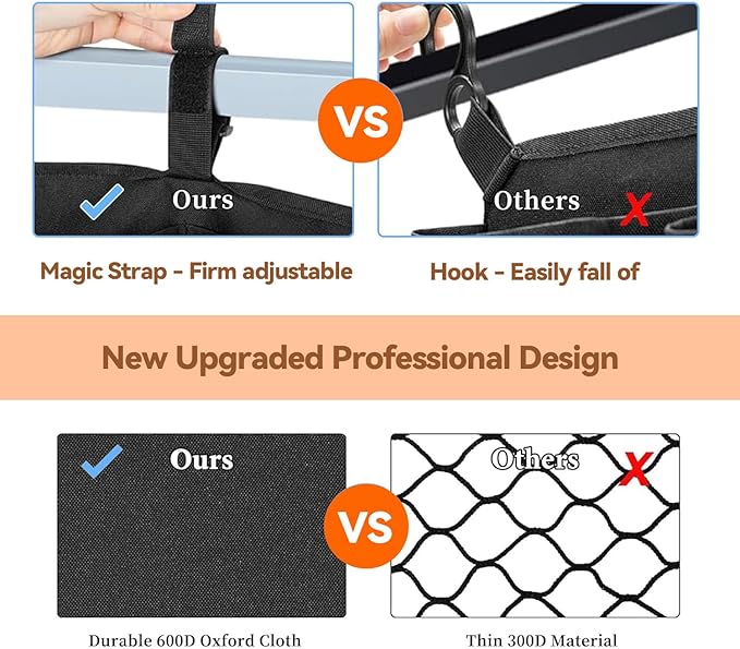 Stroller Wagon Cargo Net, Wagon Accessories Organizer Compatible with WONDERFOLD W-Series Models, Large Capacity Mesh Cargo Storage Bag with Sorting Pockets Compatible with Keenz Wagon
