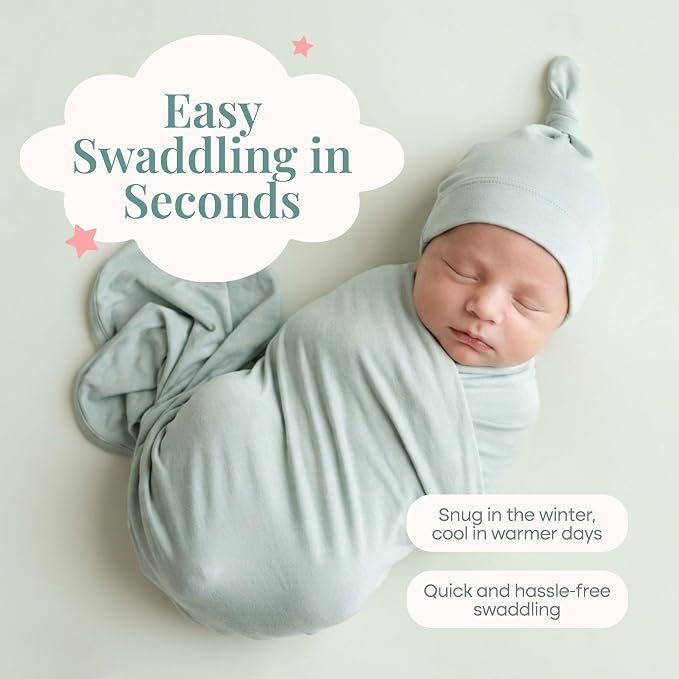Caden Lane Baby Swaddle & Receiving Blanket, Soft, Breathable & Temperature-Regulating Bamboo Viscose Fabric for Swaddling Newborns, Gender Neutral Infant Blanket for Boys & Girls, Lily Pad Green