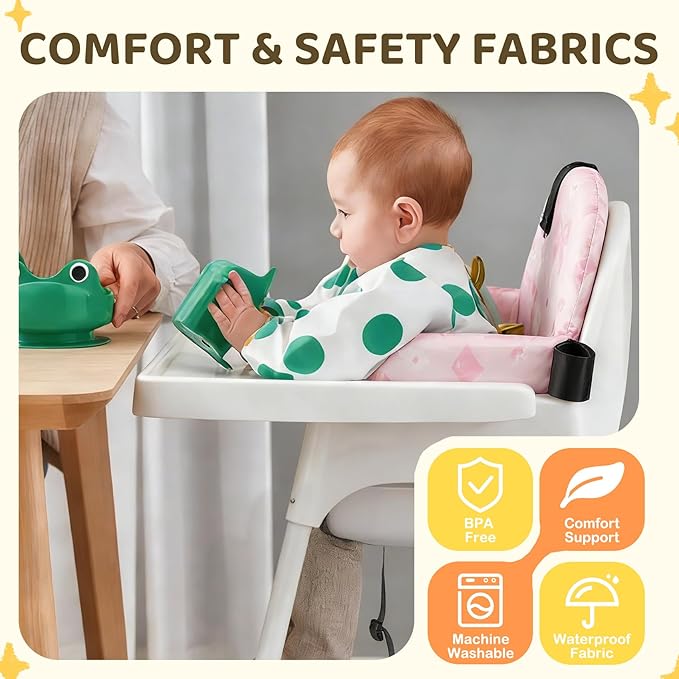 Portable Baby Shopping Cart Seat, High Chair Cover for Outdoor, One-Hand Installation Cart Seat Cover, Comfortable and Supportive Foam-Padded, Grocery Cart Baby Seat ??Pink Bow