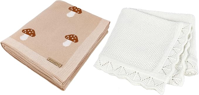 Knitted Baby Blanket for Boys & Girls, 100% Cotton Receiving Swaddle Crib Stroller Blanket for Shower Gift Registry for Newborns, Infants, Toddlers40 x31 Inches