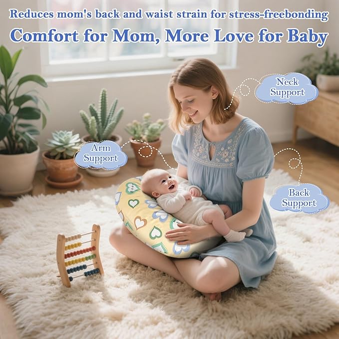 Nursing Pillow & Breastfeeding Pillow ??Ergonomic C-Shape for Breastfeeding & Bottle Feeding, Standard Size Breathable with Washable Cover, Hypoallergenic,Tummy Time & Sitting Support (0-12 Months)