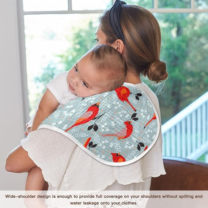 vvfelixl Baby Burp Cloths Cardinals Bird Baby Newborn Cotton Burping Cloths Set Baby Washcloths 4 Pack