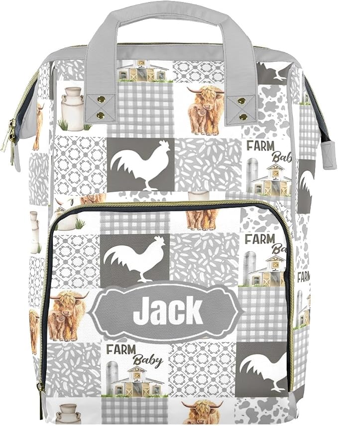 Custom Diaper Bag for Baby Customized High Land Cow Baby Bag Personalized Nursing Bags with Name Custom Name Mommy Daypack Bag Tote Bag Gifts