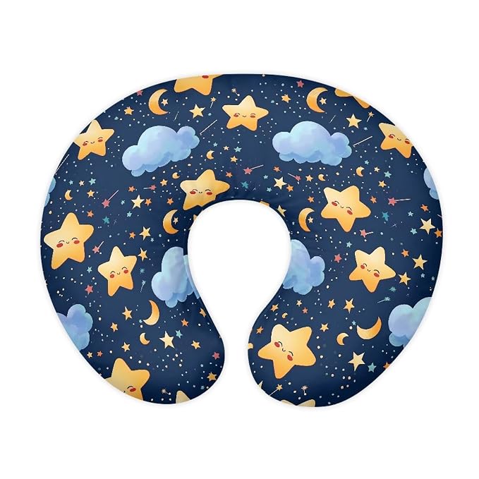 Cartoon Star Cloud and Moon Breastfeeding Pillow Cover Ultra Soft Comfortable Newborn Nursing Pillow Case Lightweight and Easy to Clean