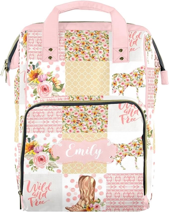 Custom Diaper Bag for Baby Customized Floral Horse Baby Bag Personalized Nursing Bags with Name Custom Name Mommy Daypack Bag Tote Bag Gifts