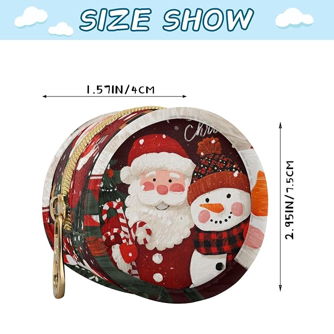 Pacifier Holder with Clip Pacifier Case for Diaper Bag Round Baby Pacifier Pouch Box Bag Portable Cartoon Santa Claus Snowman
