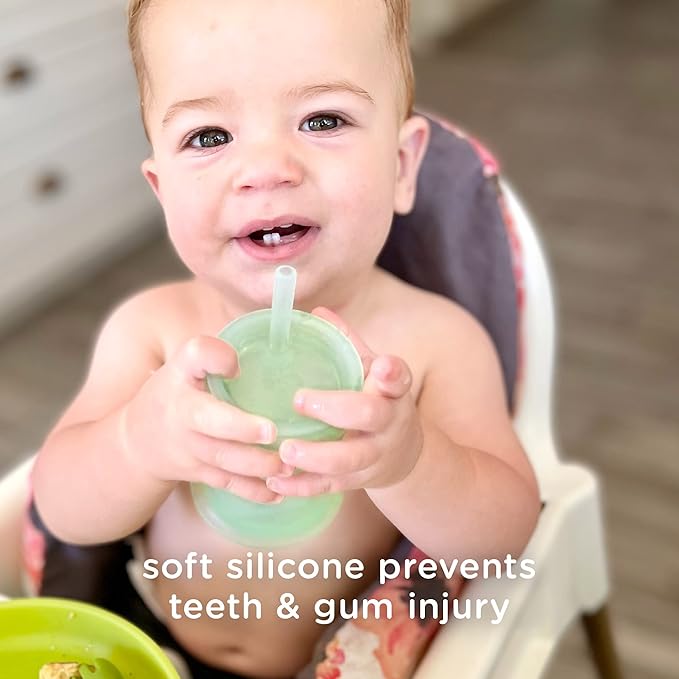 Olababy Silicone Training Cup with Straw Lid 5oz + 9oz Bundle (Lilac)