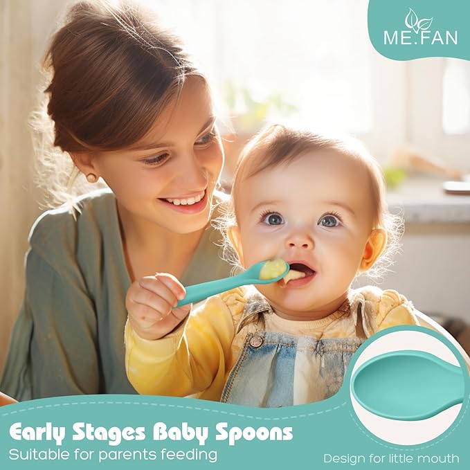 ME.FAN Silicone Baby Spoons - 6 Pack Feeding Spoons for First Stage Baby & Infant, Toddlers, Bright Color