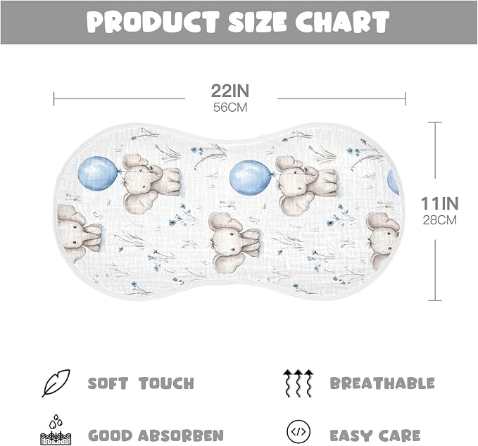 vvfelixl Baby Burp Cloths Watercolor Painting Elephant Baby Newborn Cotton Burping Cloths Set Babys Washcloths 4 Pack