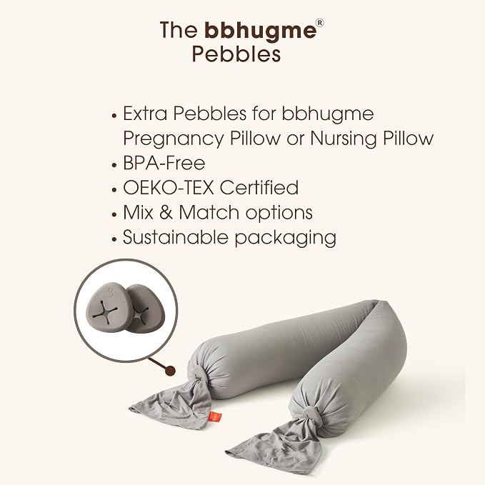 bbhugme Extra Replacement 100% BPA-Free Silicone Pebbles for Pregnancy or Nursing Pillow, Stone